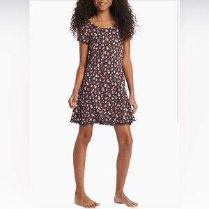 Floral Kids Dress - Black with Pink and White Flowers